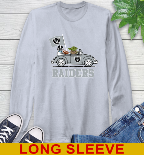 NFL Football Oakland Raiders Darth Vader Baby Yoda Driving Star Wars Shirt Long Sleeve T-Shirt 6