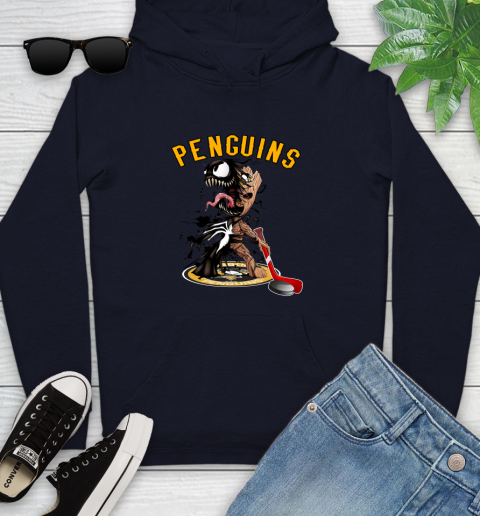 NHL Pittsburgh Penguins Hockey Venom Groot Guardians Of The Galaxy Youth Hoodie 4