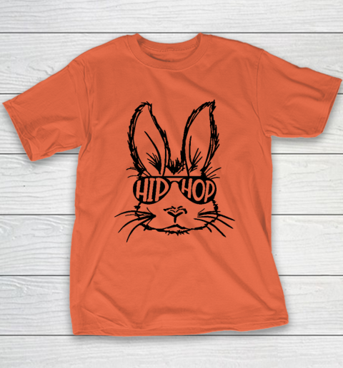 Hip Hop Bunny Face With Sunglasses Easter Day Youth T-Shirt 2