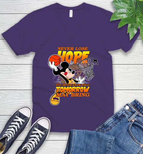 Los Angeles Lakers NBA Basketball Mickey Disney Never Lose Hope V-Neck T-Shirt 9