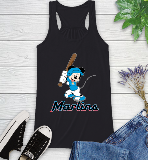 MLB Baseball Miami Marlins Cheerful Mickey Mouse Shirt Racerback Tank