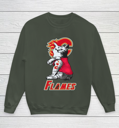 NHL My Cat Loves Calgary Flames Hockey Youth Sweatshirt 8