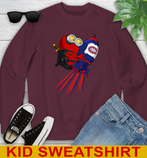 NHL Hockey Montreal Canadiens Deadpool Minion Marvel Shirt Youth Sweatshirt 4