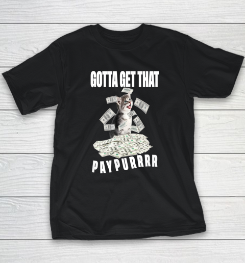 Funny Cat Pile Money Gotta Get Taht Paypur Youth T-Shirt