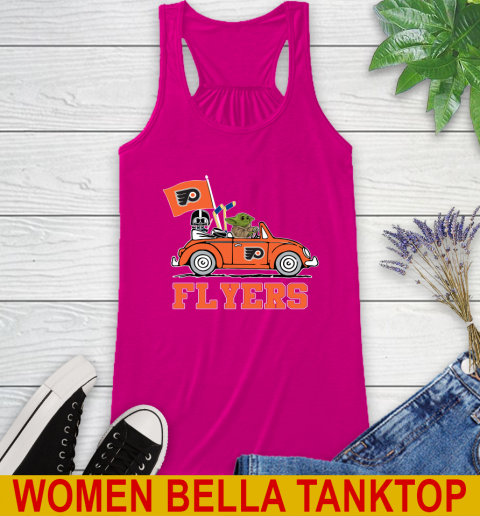 NHL Hockey Philadelphia Flyers Darth Vader Baby Yoda Driving Star Wars Shirt Racerback Tank 8