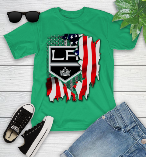 Los Angeles Kings NHL Hockey American Flag Youth T-Shirt 8