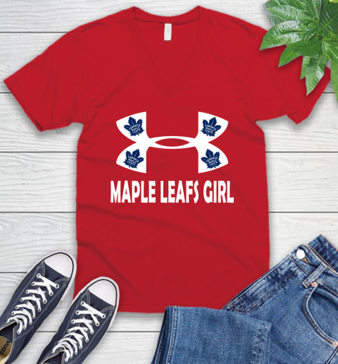 NHL Toronto Maple Leafs Girl Under Armour Hockey Sports V-Neck T-Shirt 6
