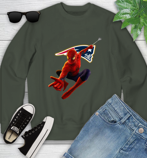 NFL Spider Man Avengers Endgame Football New England Patriots Youth Sweatshirt 10