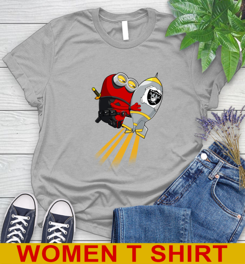 NFL Football Oakland Raiders Deadpool Minion Marvel Shirt Women's T-Shirt 5