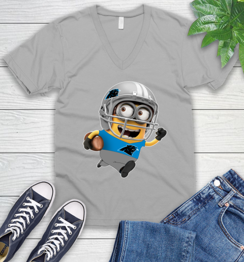 NFL Carolina Panthers Minions Disney Football Sports V-Neck T-Shirt 4