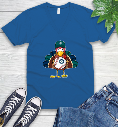 Seattle Mariners Turkey thanksgiving V-Neck T-Shirt 6