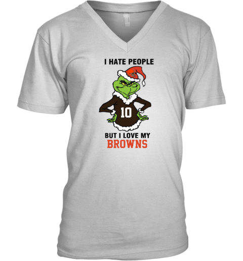I Hate People But I Love My Browns Cleveland Browns NFL Teams V-Neck T-Shirt