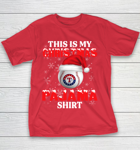 Texas Rangers This Is My Christmas Pajama Shirt MLB Youth T-Shirt - Image 8