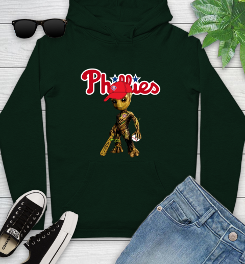 MLB Philadelphia Phillies Groot Guardians Of The Galaxy Baseball Youth Hoodie 13