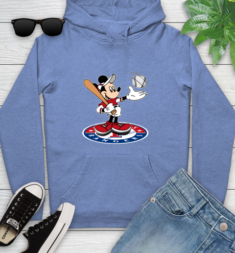 MLB Baseball Texas Rangers Cheerful Mickey Disney Shirt Youth Hoodie 11