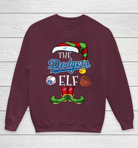 Los Angeles Dodgers Christmas ELF Funny MLB Youth Sweatshirt 4