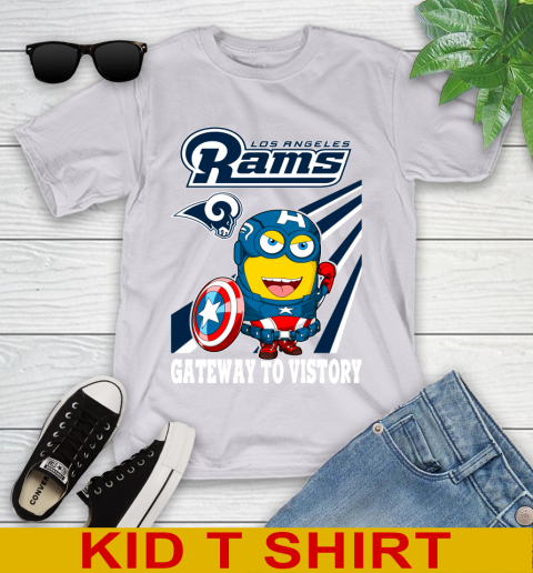 NFL Football Los Angeles Rams Captain America Marvel Avengers Minion Shirt Youth T-Shirt 4