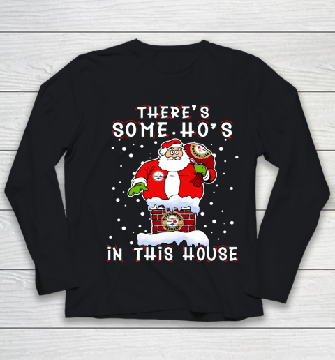 Pittsburgh Steelers Christmas There Is Some Hos In This House Santa Stuck In The Chimney NFL Youth Long Sleeve