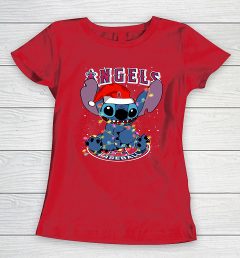 Los Angeles Angels MLB noel stitch Baseball Christmas Women's T-Shirt 7