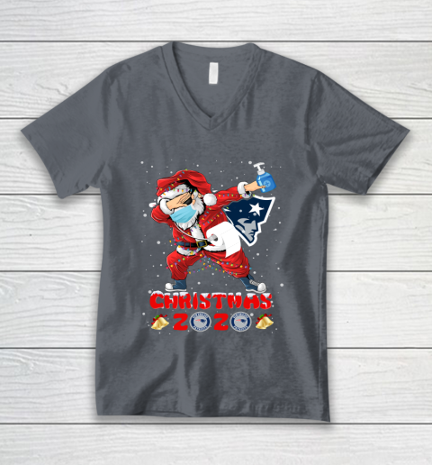 New England Patriots Funny Santa Claus Dabbing Christmas 2020 NFL V-Neck T-Shirt 4