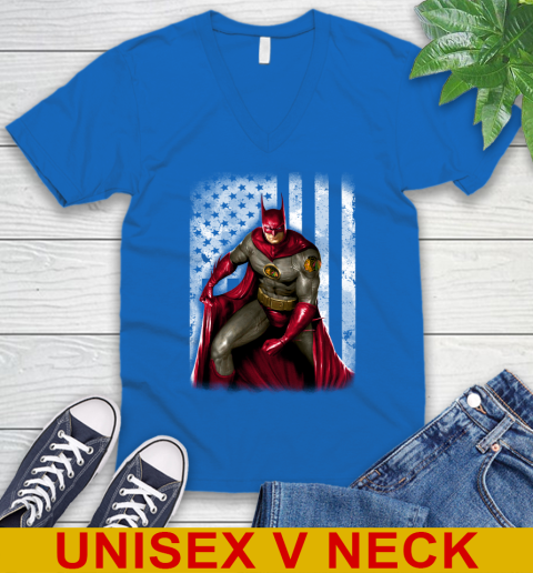 Chicago Blackhawks NHL Hockey Batman DC American Flag Shirt V-Neck T-Shirt 5