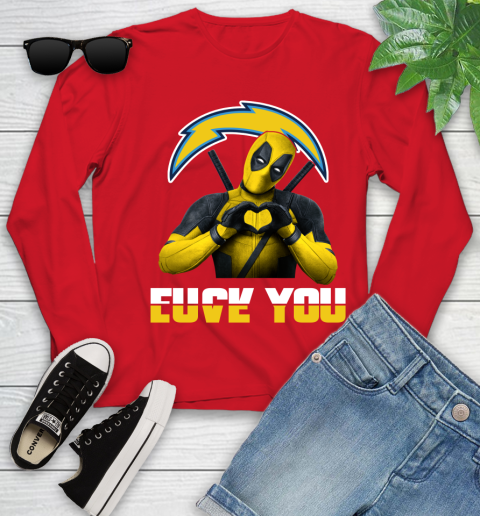 NHL San Diego Chargers Deadpool Love You Fuck You Football Sports Youth Long Sleeve 11