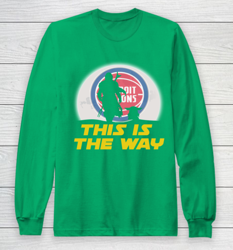 Detroit Pistons NBA Basketball Star Wars Yoda And Mandalorian This Is The Way Long Sleeve T-Shirt 4