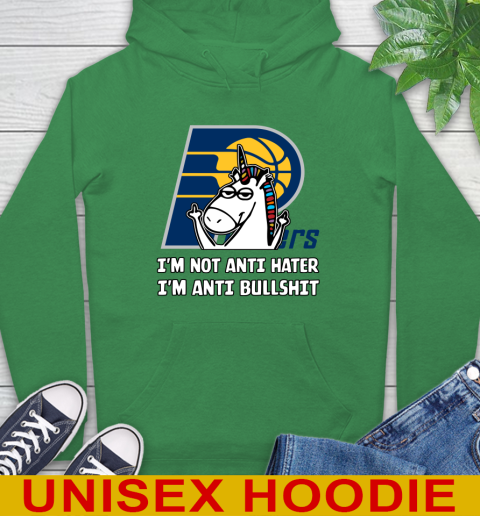 Indiana Pacers NBA Basketball Unicorn I'm Not Anti Hater I'm Anti Bullshit Hoodie 8