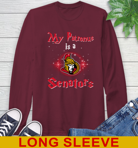 NHL Hockey Harry Potter My Patronus Is A Ottawa Senators Long Sleeve T-Shirt 7