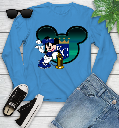 MLB Kansas City Royals The Commissioner's Trophy Mickey Mouse Disney Youth Long Sleeve 7