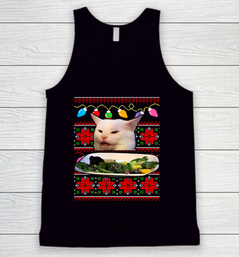 Woman Yelling at a Cat Ugly Christmas Tank Top