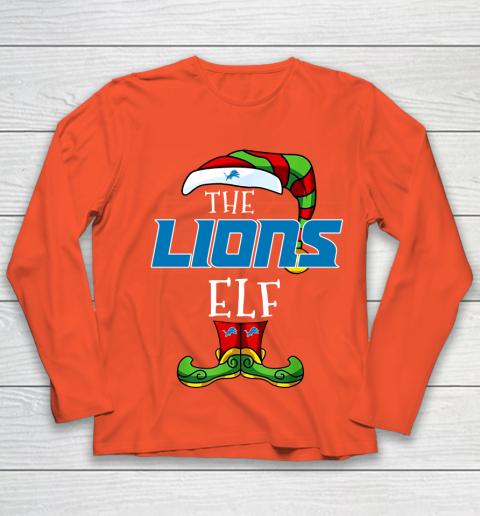 Detroit Lions Christmas ELF Funny NFL Youth Long Sleeve 3