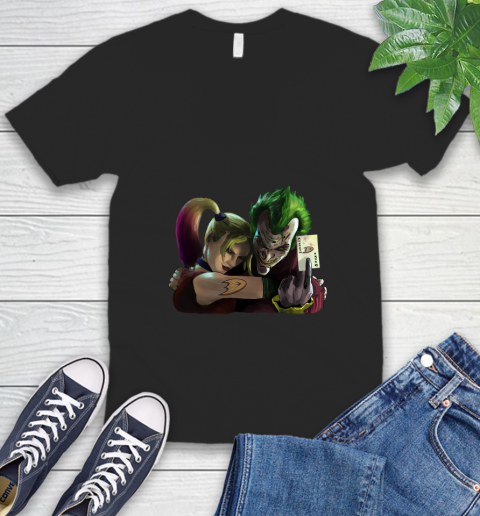 Anaheim Ducks NHL Hockey Joker Harley Quinn Suicide Squad V-Neck T-Shirt 2