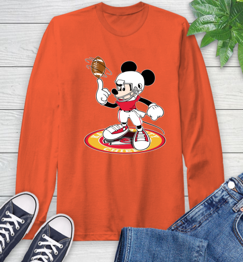 NFL Football Kansas City Chiefs Cheerful Mickey Disney Shirt Long Sleeve T-Shirt 5