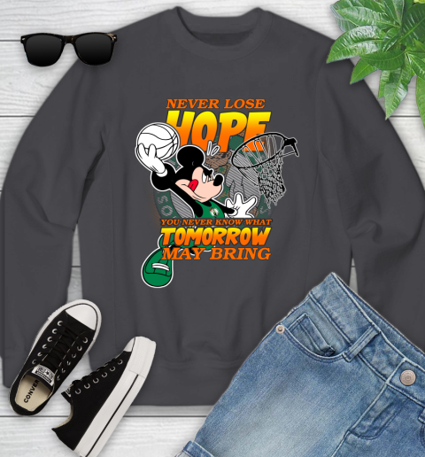 Boston Celtics NBA Basketball Mickey Disney Never Lose Hope Youth Sweatshirt 5