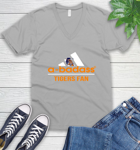 MLB A Badass Detroit Tigers Fan Adidas Baseball Sports V-Neck T-Shirt 3