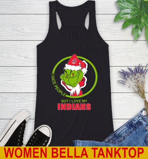 Cleveland Indians MLB Christmas Grinch I Hate People But I Love My Favorite Baseball Team Racerback Tank 2