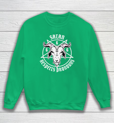 Satan Respects Pronouns Transgender Pentagram Trans Flag Sweatshirt 4