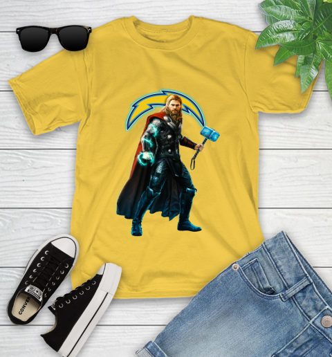 NFL Thor Avengers Endgame Football Los Angeles Chargers Youth T-Shirt 8