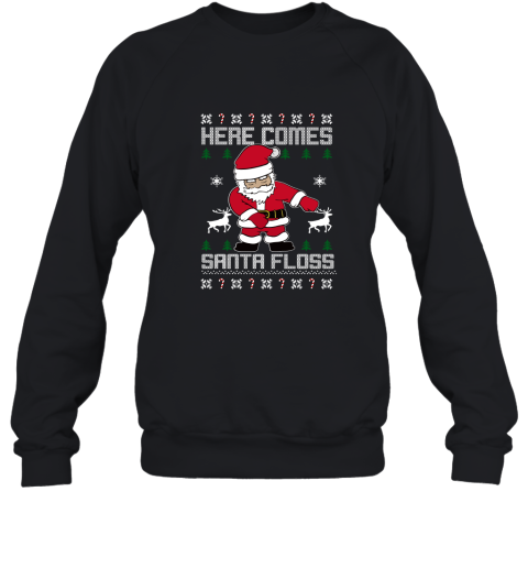 Here Comes Santa Floss Ugly Christmas Adult Crewneck Sweatshirt