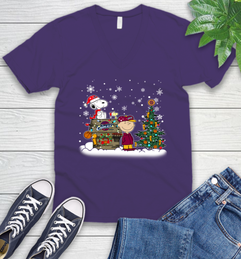 Cleveland Cavaliers NBA Basketball Christmas The Peanuts Movie Snoopy Championship V-Neck T-Shirt 9