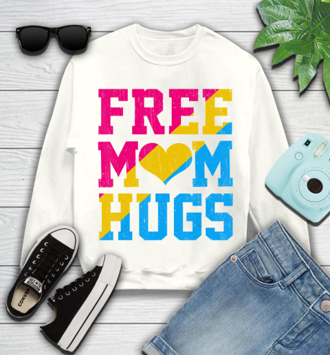 Nurse Shirt Vintage Free Mom Hugs pansexual Heart LGBT Pride Month T Shirt Youth Sweatshirt