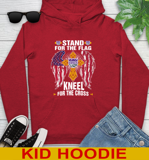 NBA Basketball Sacramento Kings Stand For Flag Kneel For The Cross Shirt Youth Hoodie 11