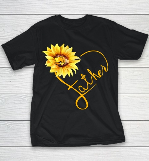 Father's Day Funny Gift Ideas Apparel  Father Sunflower Heart Symbol Matching Family T Shirt Youth T-Shirt
