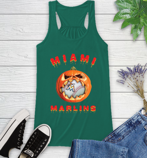 MLB Miami Marlins Halloween Pumpkin Baseball Sports Racerback Tank 7