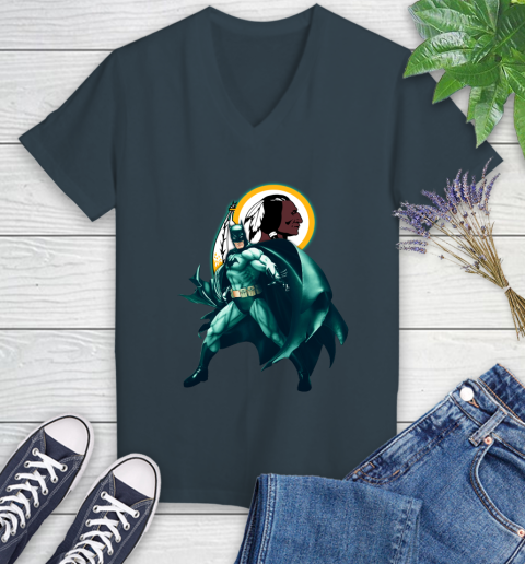 NFL Batman Football Sports Washington Redskins Women's V-Neck T-Shirt 8