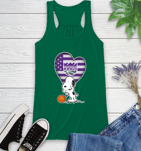 Sacramento Kings NBA Basketball The Peanuts Movie Adorable Snoopy Racerback Tank 7