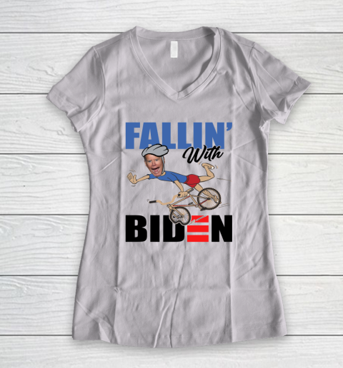 Fallin' With Biden Anti Biden Women's V-Neck T-Shirt