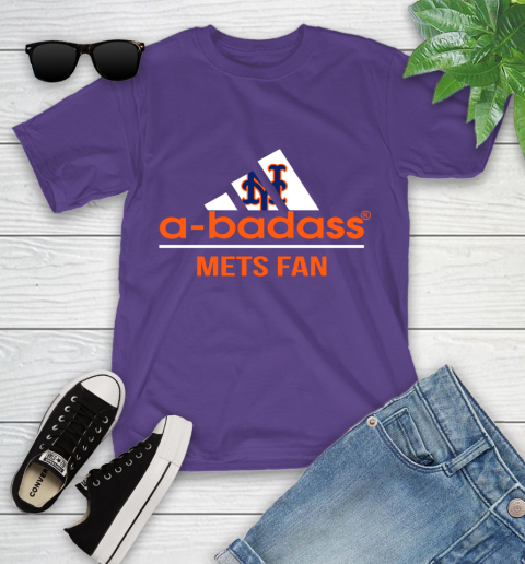 MLB A Badass New York Mets Fan Adidas Baseball Sports Youth T-Shirt 3