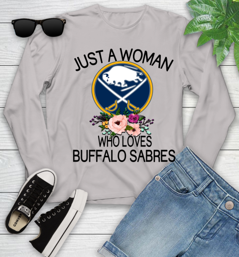 NHL Just A Woman Who Loves Buffalo Sabres Hockey Sports Youth Long Sleeve 9